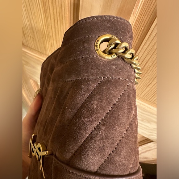 Yves Saint Laurent (ysl) medium suede envelope crossbody handbag/bag dark brown - Picture 8 of 12